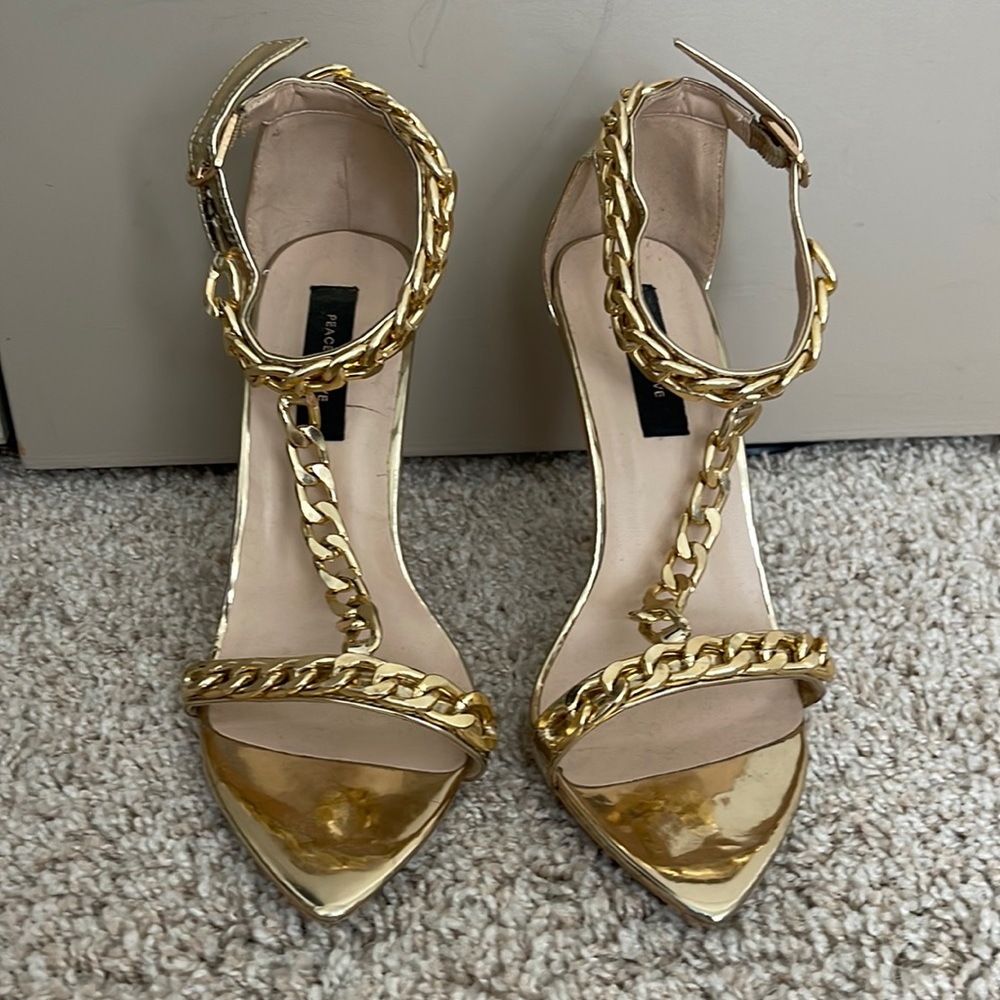 Gold chain heels